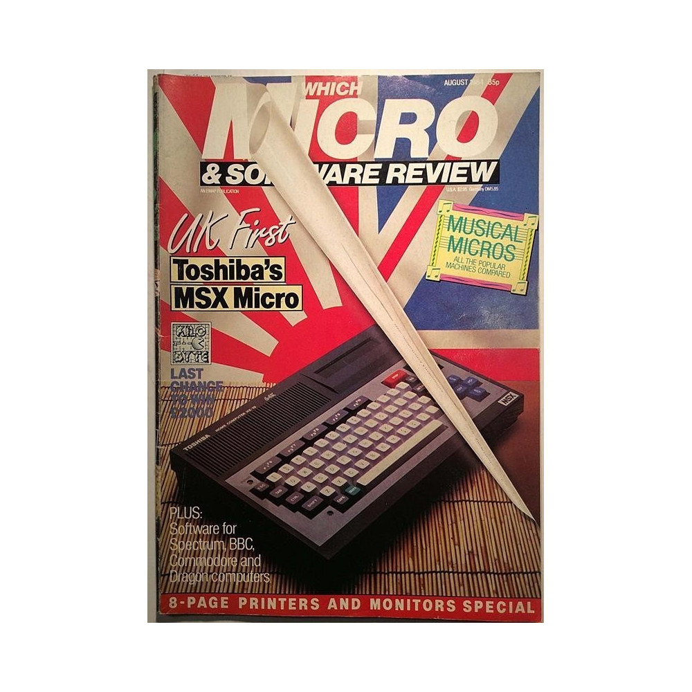 Which Micro & software review 1984 August Toshiva MSX, Commodore, musical micros aikakauslehti