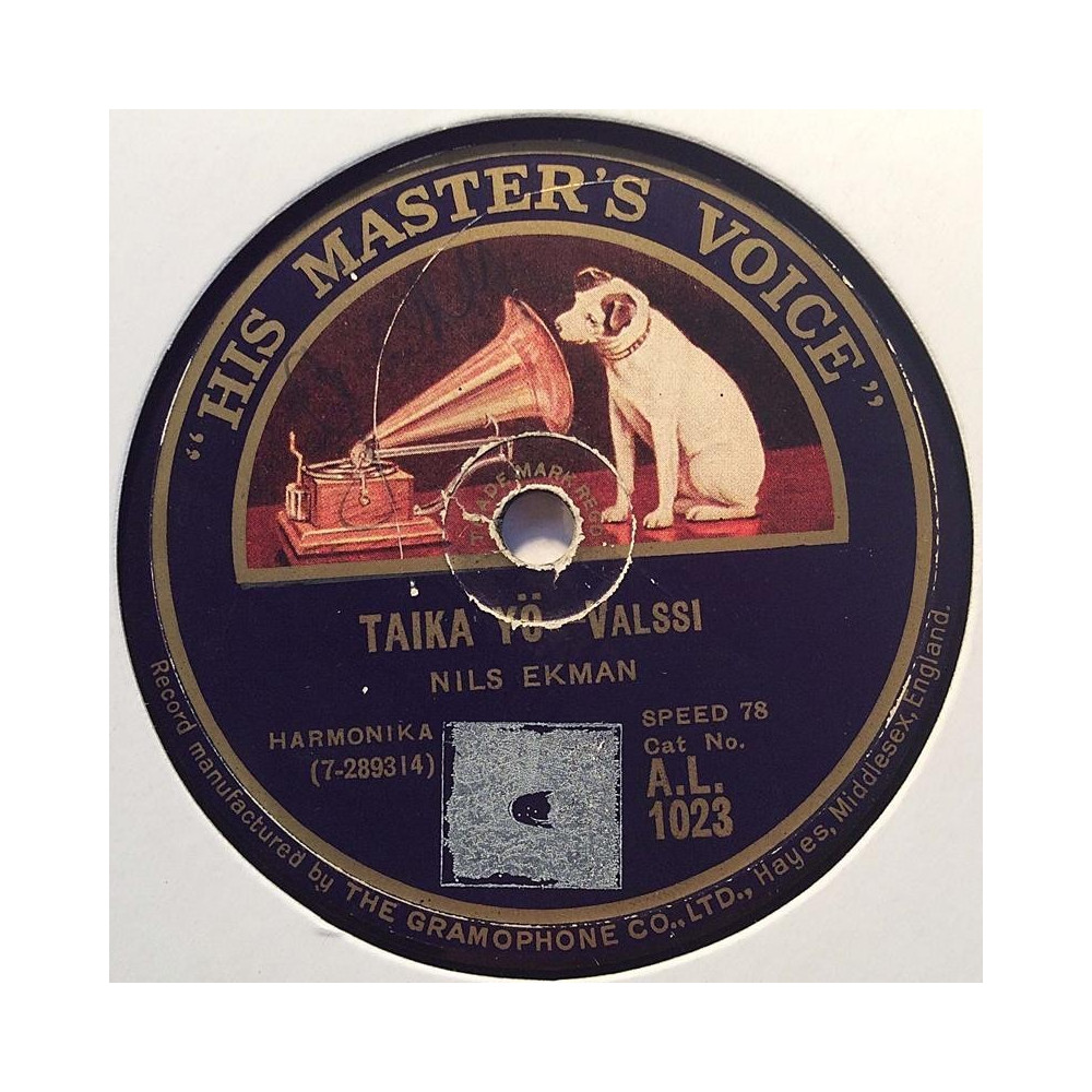Ekman Nils / Wilh. Ekman 1929 A.L.1023 Taika Yö / Rostowsky polkka shellac 78 rpm record