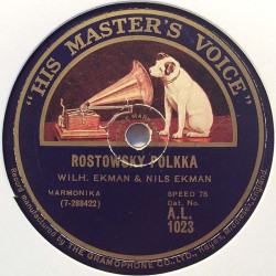 Ekman Nils / Wilh. Ekman 1929 A.L.1023 Taika Yö / Rostowsky polkka shellac 78 rpm record