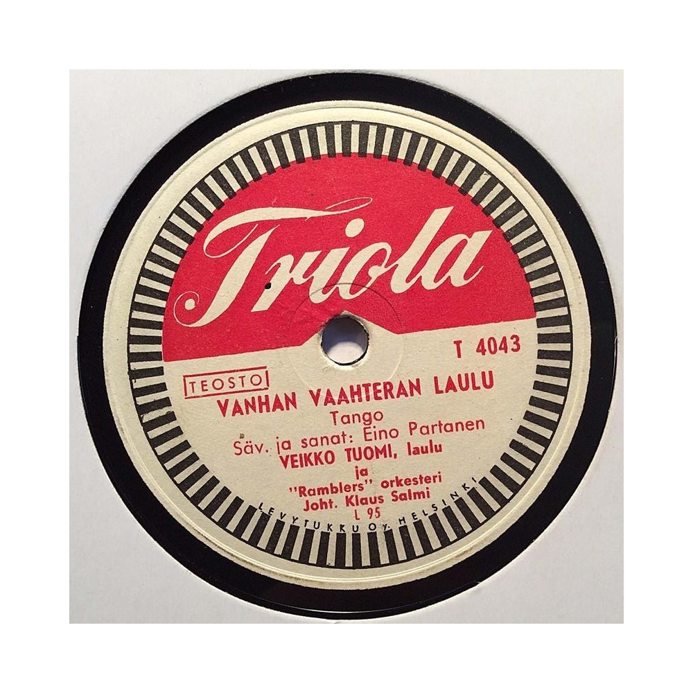 Tuomi Veikko 1952 T 4043 Vanhan vaahteran laulu / Laitan laulun liitämähän stenkaka 78-varvare