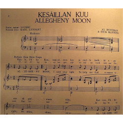 Kesäillan kuu - Allegheny moon : Amerikkalainen huippuiskelmä nuotti - Noter