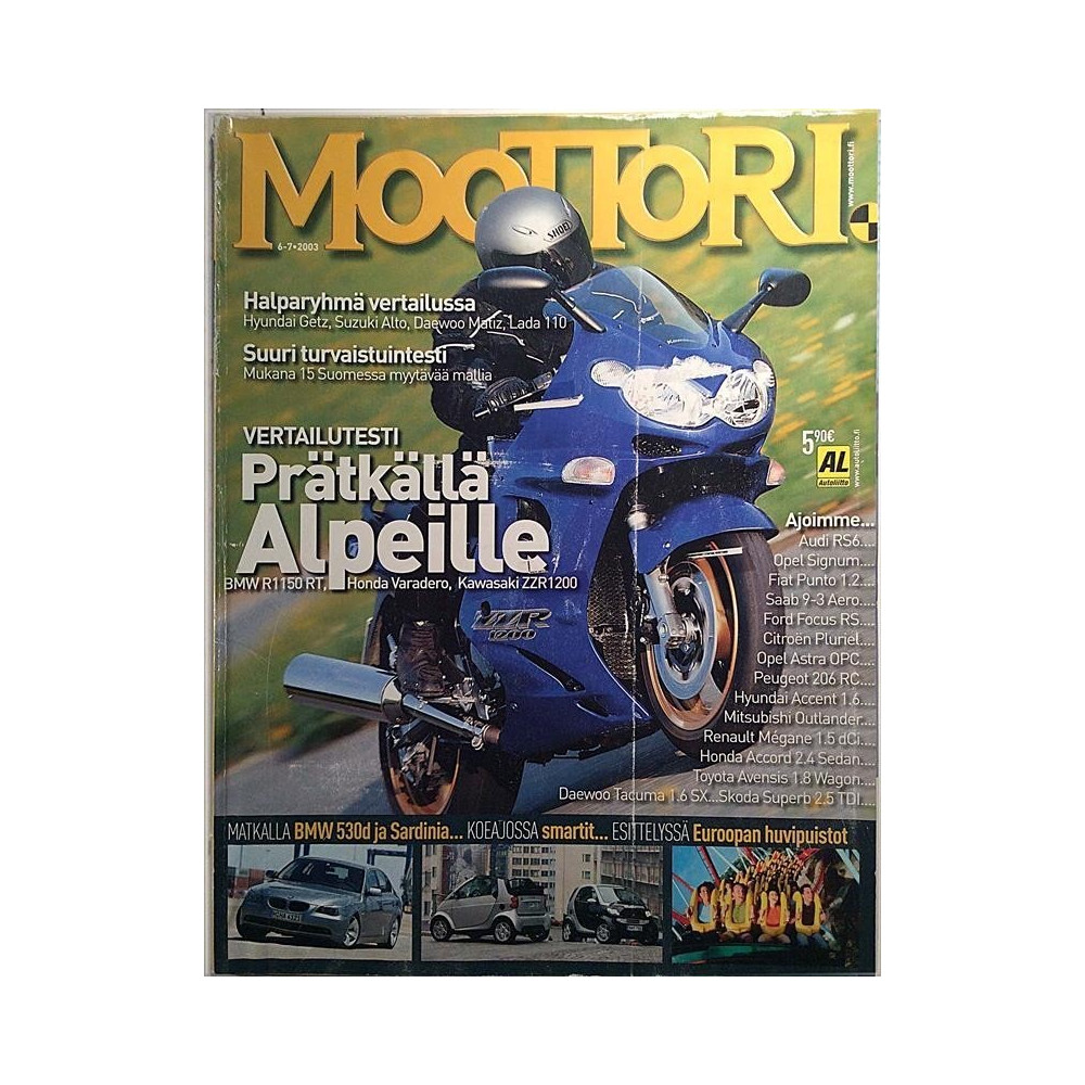 Moottori : Prätkällä Alpeille, autohinnasto 2.6.2003 - used magazine car