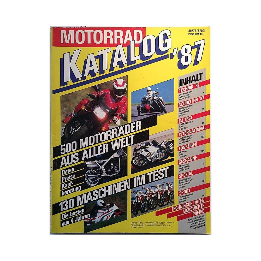 Motorrad Katalog ‘87 : 500 Motorräder aus aller welt - used magazine