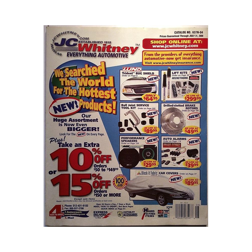JC Whitney everything Automotive : Postimyyntiluettelo Catalog NO. 637N-04 - used magazine car