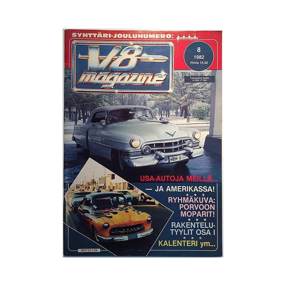 V8 Magazine 1982 8 Synttäri-joulunumero mukana kalenterijuliste aikakauslehti autot