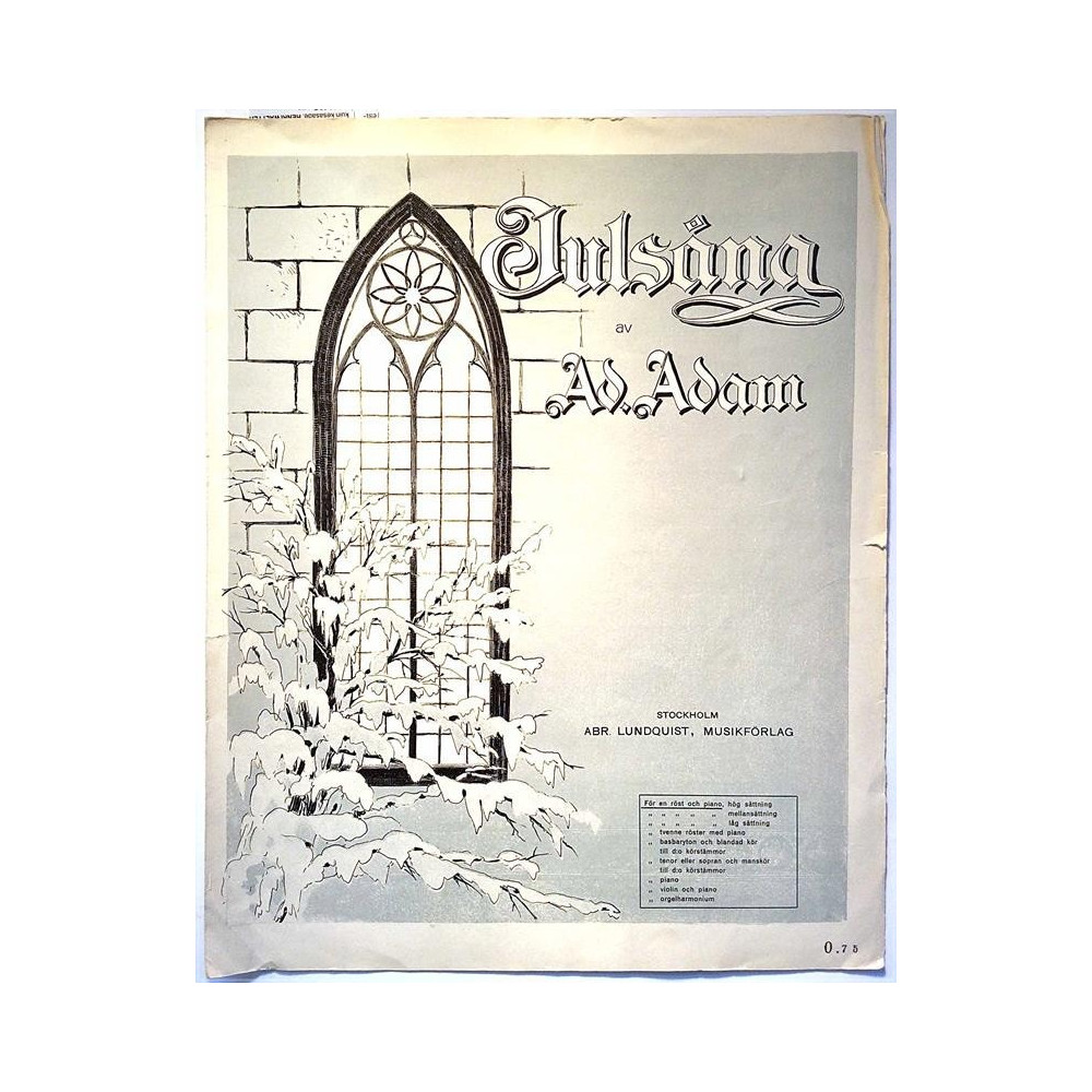 Jul-Sång 1900’s E.&S. 262 Ad. Adam Sheet music