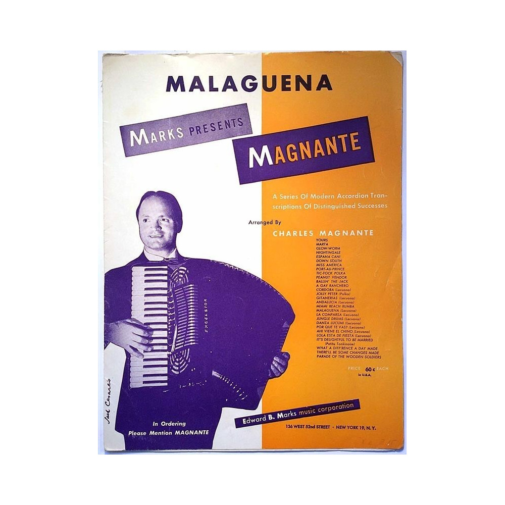 Malaguena 1956 12758-6 Marks present Magnante Sheet music