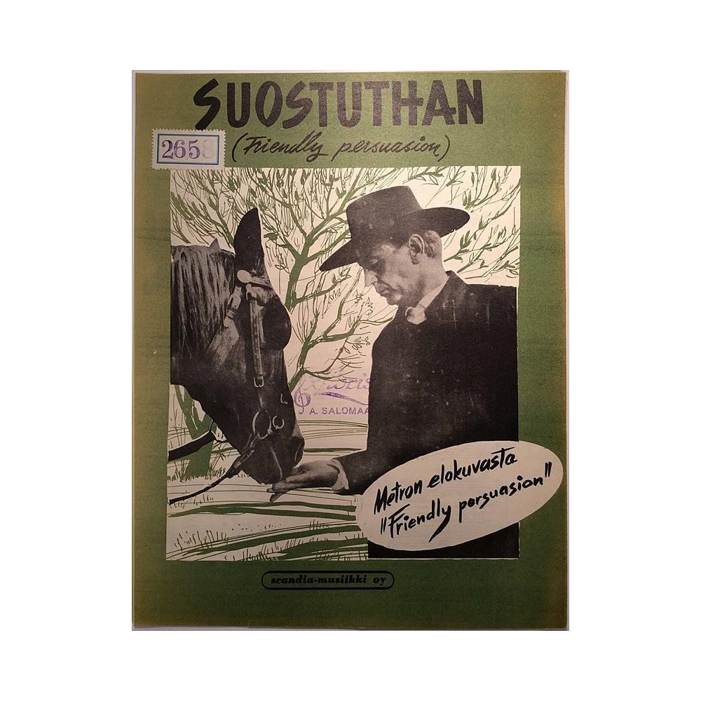 Suostuthan 1956 KS 156 nuotti Metron elokuvasta Friendly persuasion Sheet music