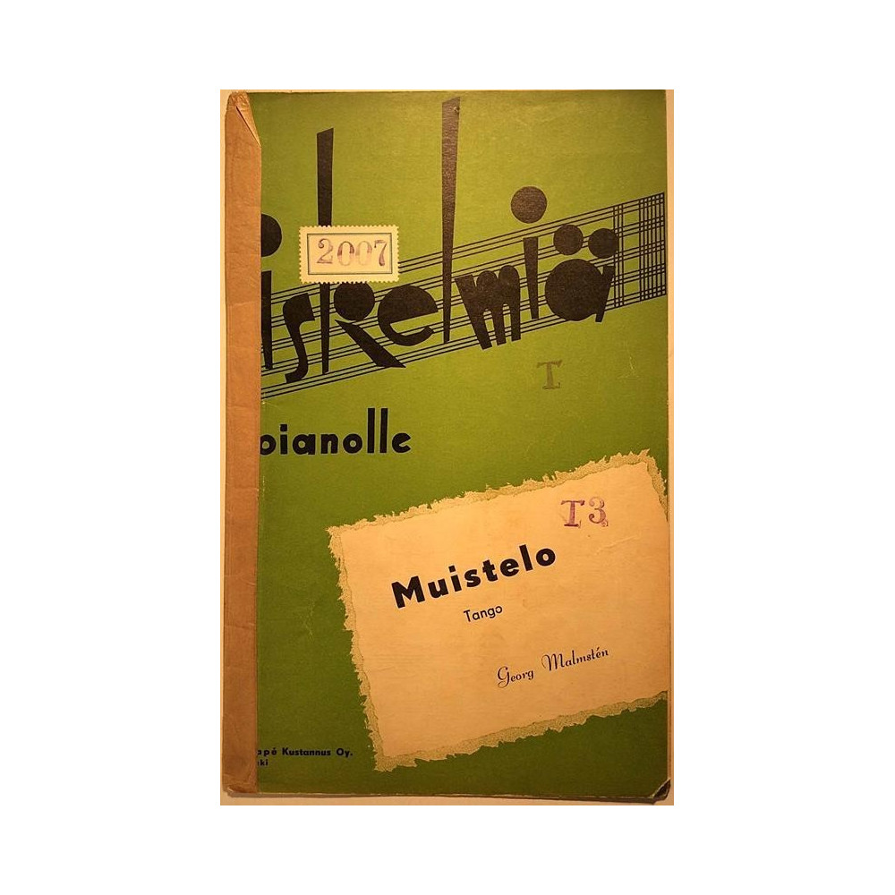 Iskelmiä pianolle 1940’s  Georg Malmsten: Muistelo Sheet music