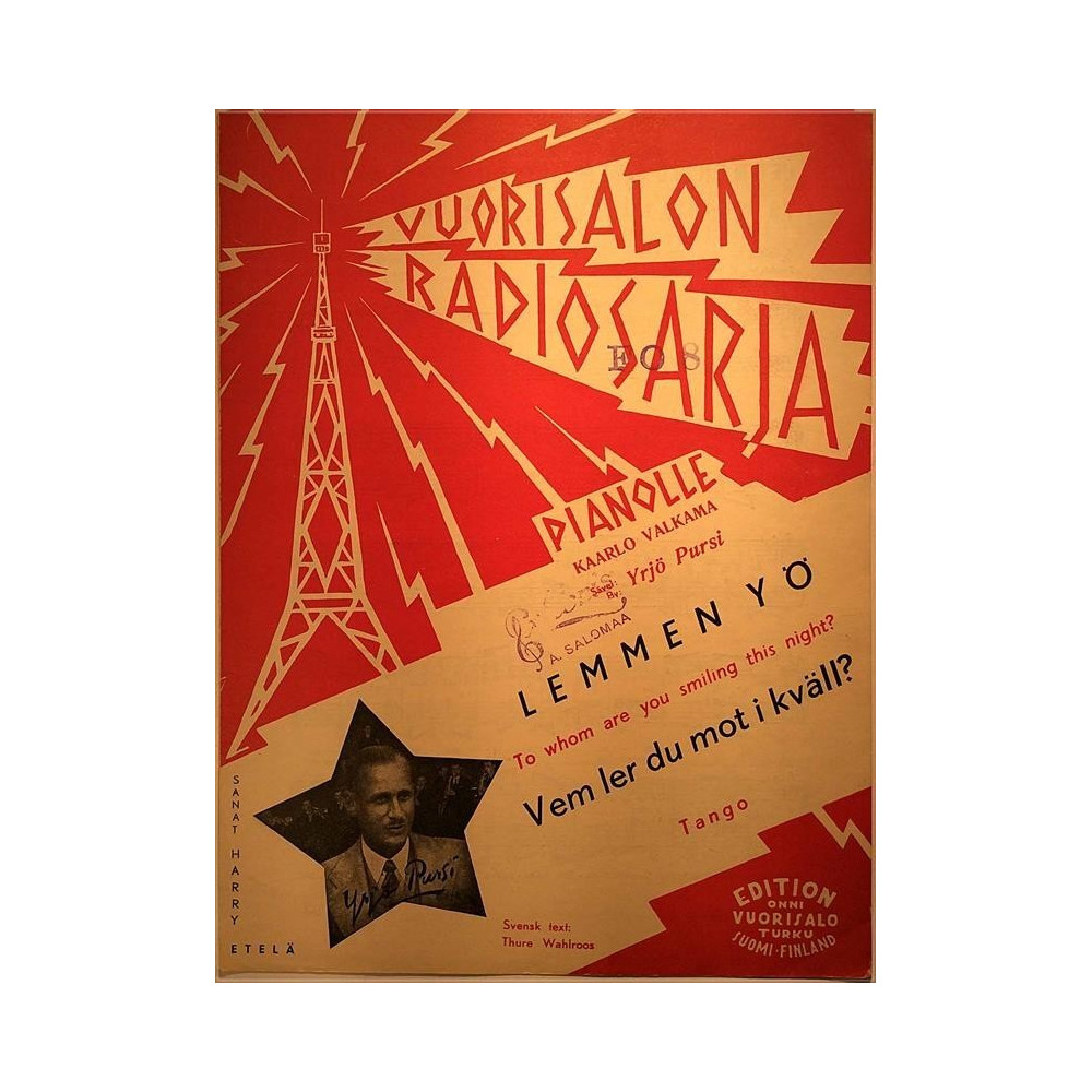 Lemmen yö 1950’s V.R.S. 1007 säv. Yrjö Pursi, sanat: Harry Etelä Sheet music