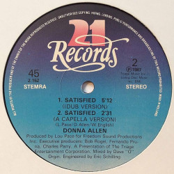 Allen Donna: Satisfied 12” maxi-single  kansi Ei kuvakantta levy EX Käytetty LP