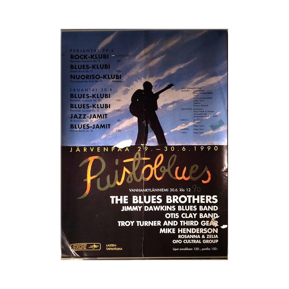 Puistoblues Järvenpää 29.-30.6.1990 : festarijuliste 49cm x 68cm - Begagnat Poster