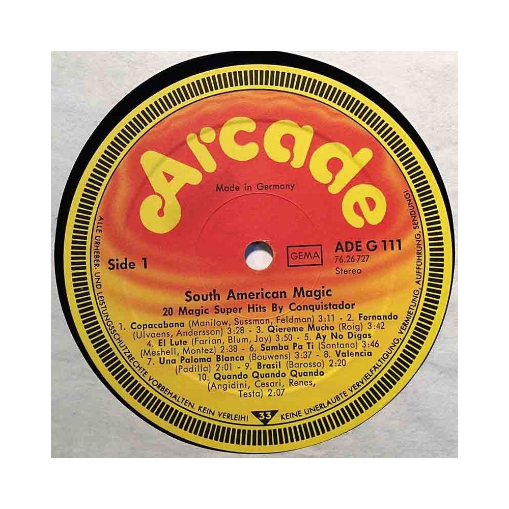 Various Artists 1980’s ADE G 111 South American Magic vinyl LP no cover