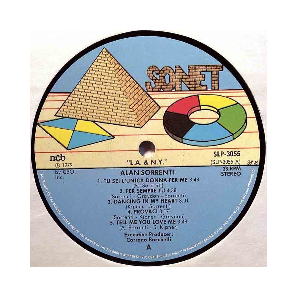 Sorrenti Alan 1979 SLP-3055 L.A. & N.Y. LP ingen omslag