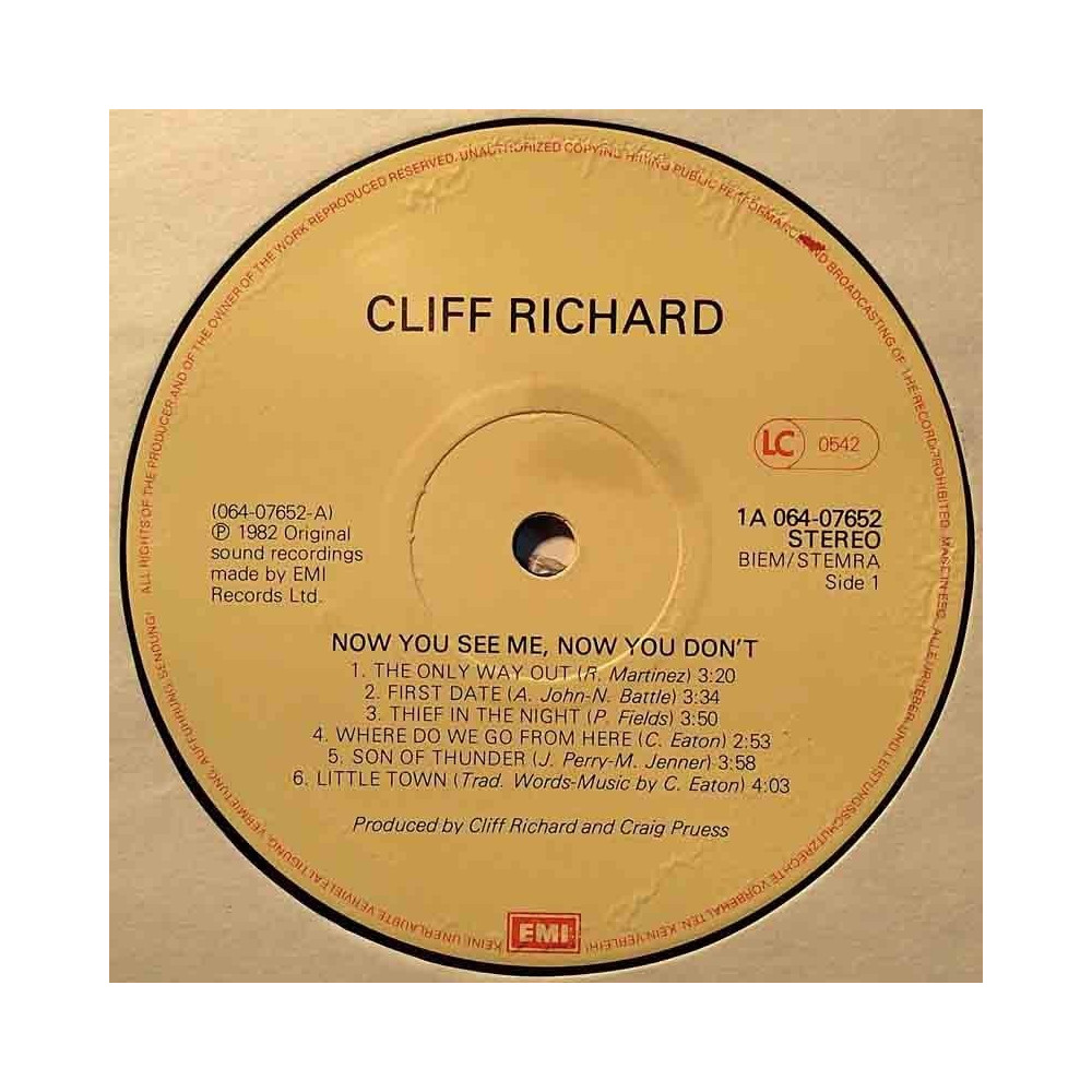 Richard Cliff 1982 1A 064-07652 Now you see me, now you don’t LP ingen omslag