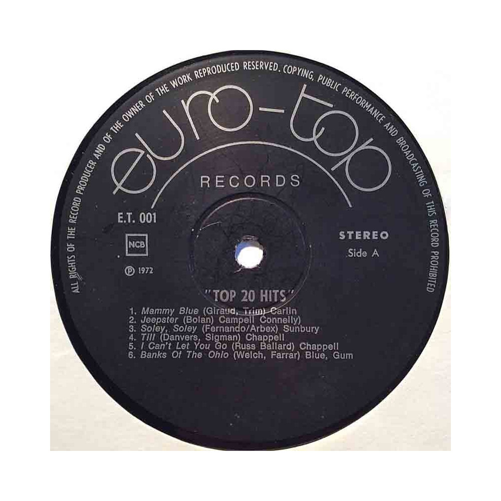 Eri Esittäjiä 1972 E.T.001 Top 20 Hits vinyl LP no cover
