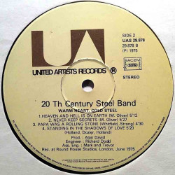 20th Century Steel Band 1975 UAS 29,878 Warm Heart Cold Steel LP ingen omslag