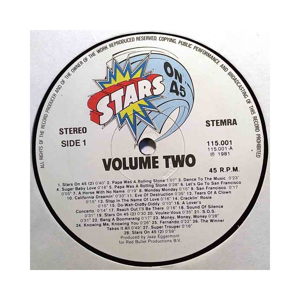 Stars On 45 1981 115.001 Stars On 45 vol.2 maxi-single 45 r.p.m. vinyl LP no cover