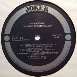 Waller Fats 1971 SM 3110 The best of Fats Waller LP ingen omslag