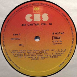 Various Artists 1978 S 82740 Asi Cantan Vol 13 vinyl LP no cover