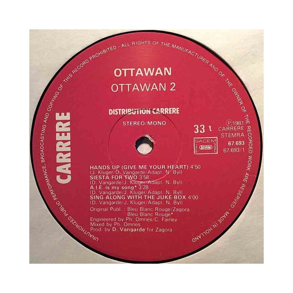 Ottawan 1981 67.693 Ottawan 2 LP ingen omslag