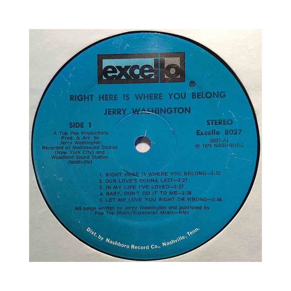 Washington Jerry 1973 8027 Right Here Is Where You Belong vinyl LP no cover