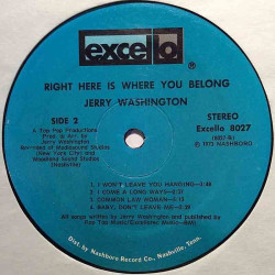 Washington Jerry 1973 8027 Right Here Is Where You Belong vinyl LP no cover