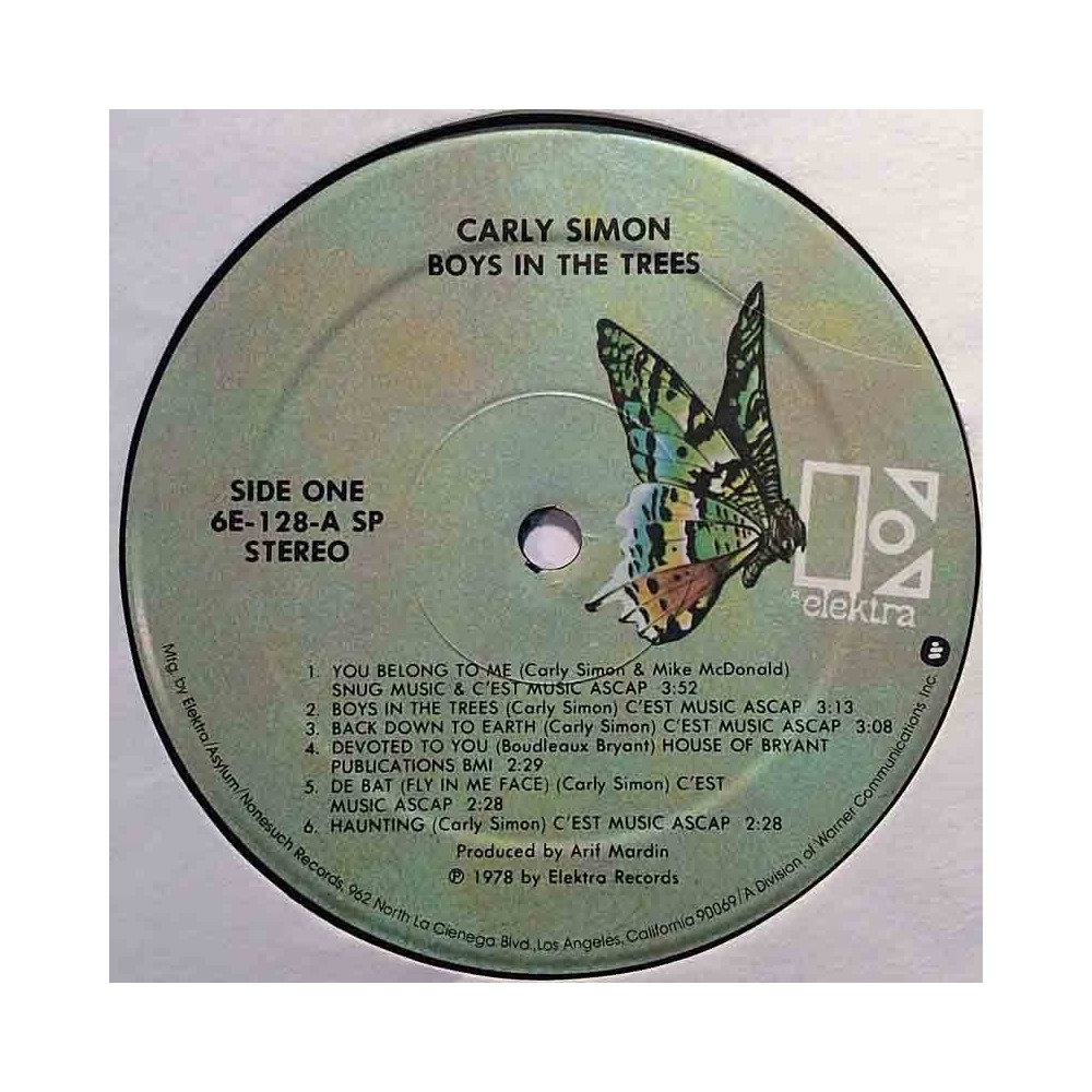 Simon Carly 1978 6E-128 Boys In The Trees LP ingen omslag