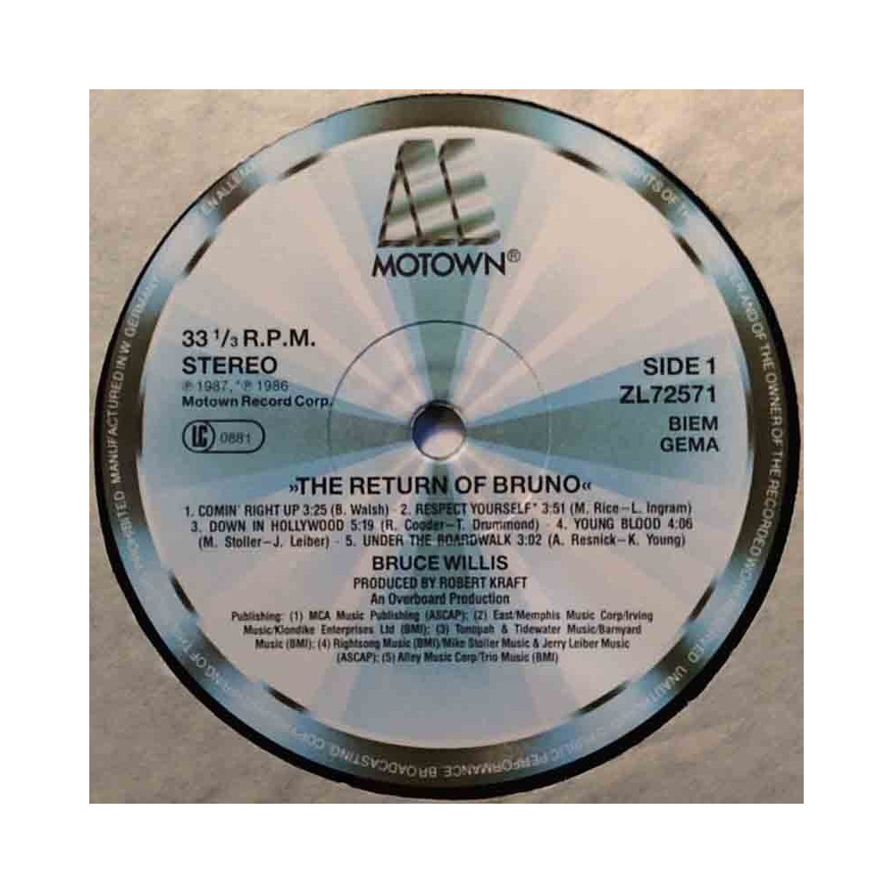 Willis Bruce 1987 ZL72571 Return of Bruno vinyl LP no cover