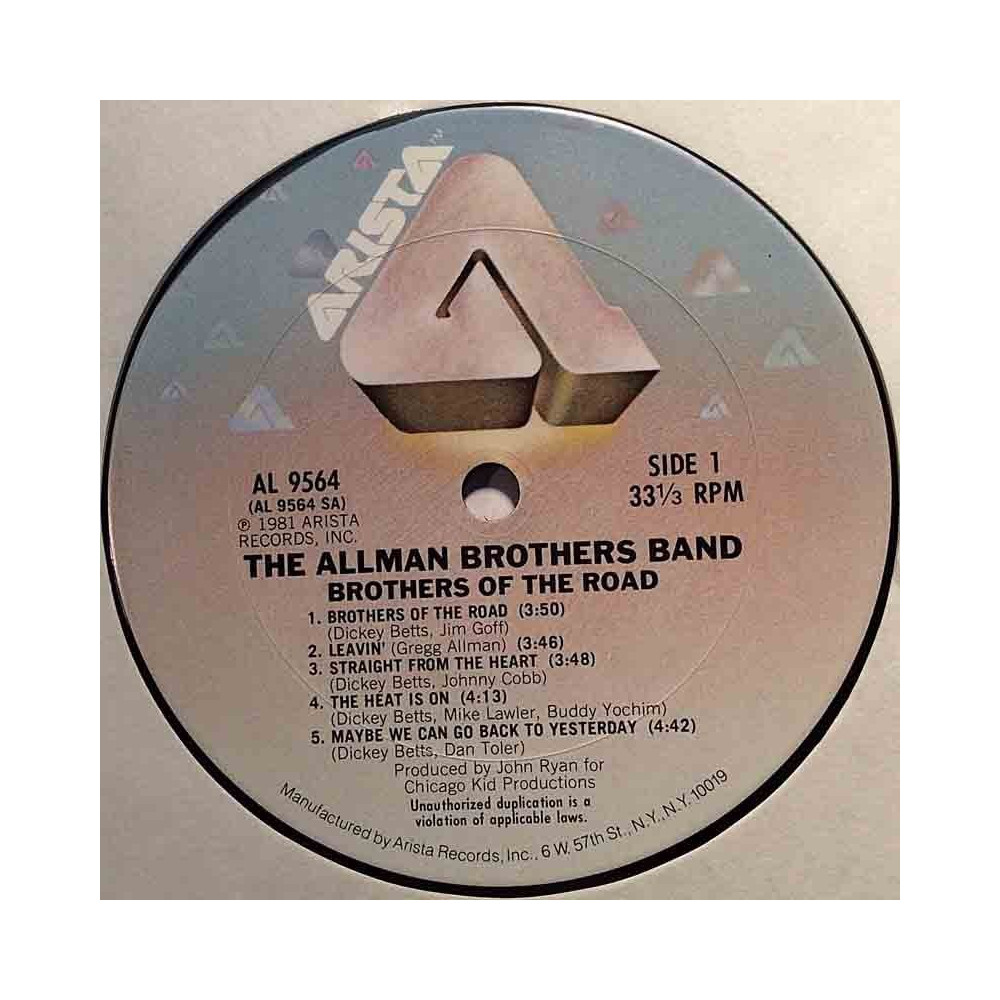 Allman Brothers Band: Brothers Of The Road  kansi Ei kuvakantta levy G+ kanneton LP