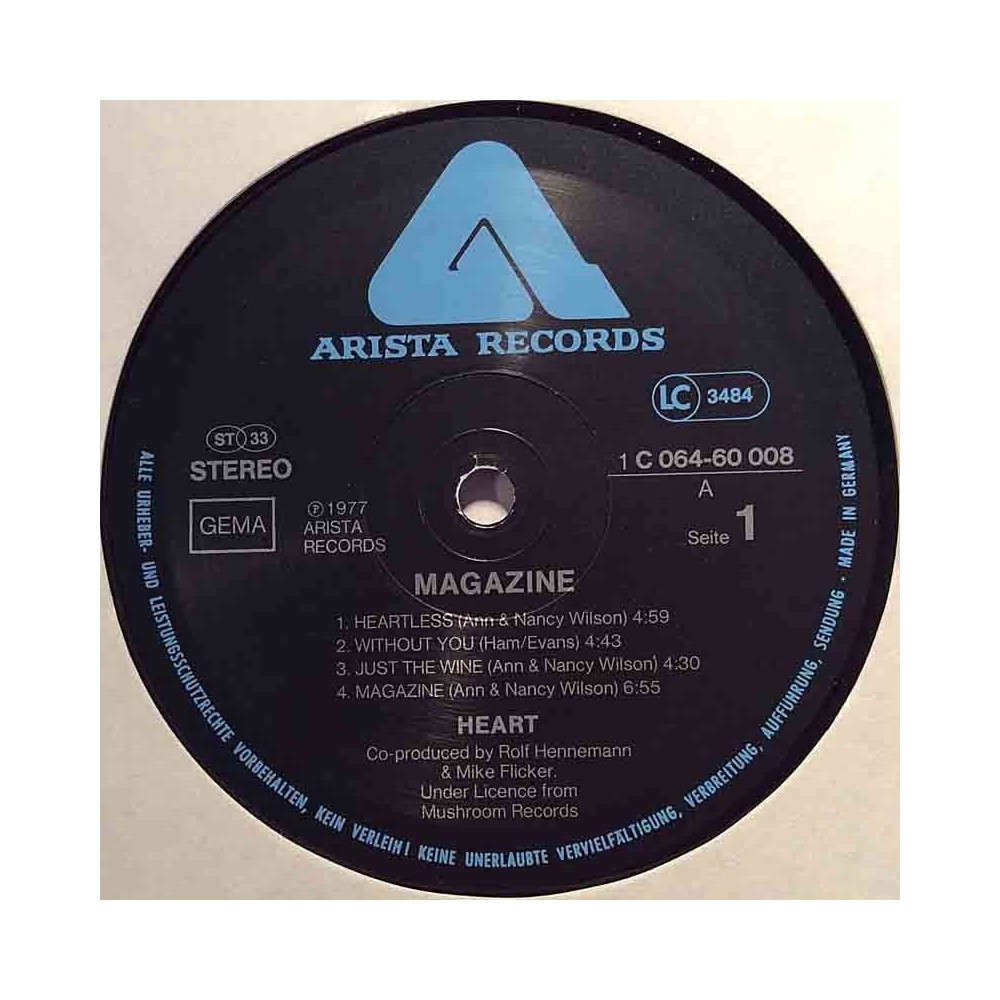 Heart 1977 064-60 008 Magazine LP ingen omslag
