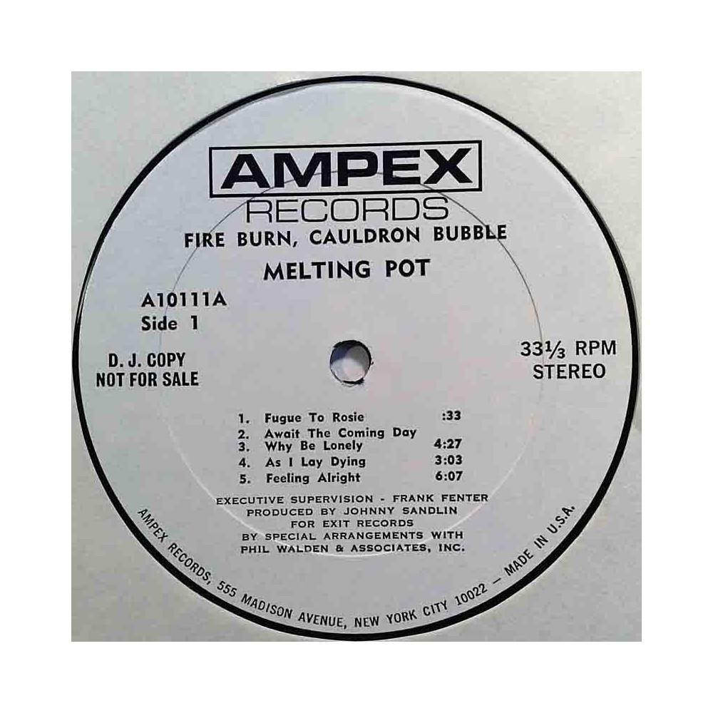 Melting Pot 1970 A10111 Fire Burn, Cauldron Bubble vinyl LP no cover