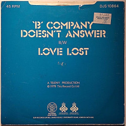 Bonham Greg: B Company Doesn't Answer / Love Lost  kansi VG levy EX käytetty vinyylisingle PS