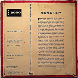 Rodgers Jimmie 1958 SXP 3020 Jimmie Rodgers Sings EP begagnad singelskiva