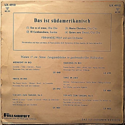 Fernandez Pray Und Sein Orchester: Das Ist Südamerikanisch EP  kansi G+ levy VG- käytetty vinyylisingle PS