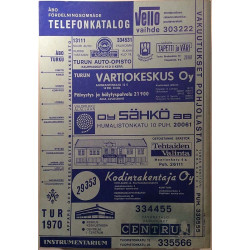 Turun Jakoalueen Puhelinluettelo 1970 Osa TUR Turku, Loimaa Salo, Uki + keltaiset sivut Used book