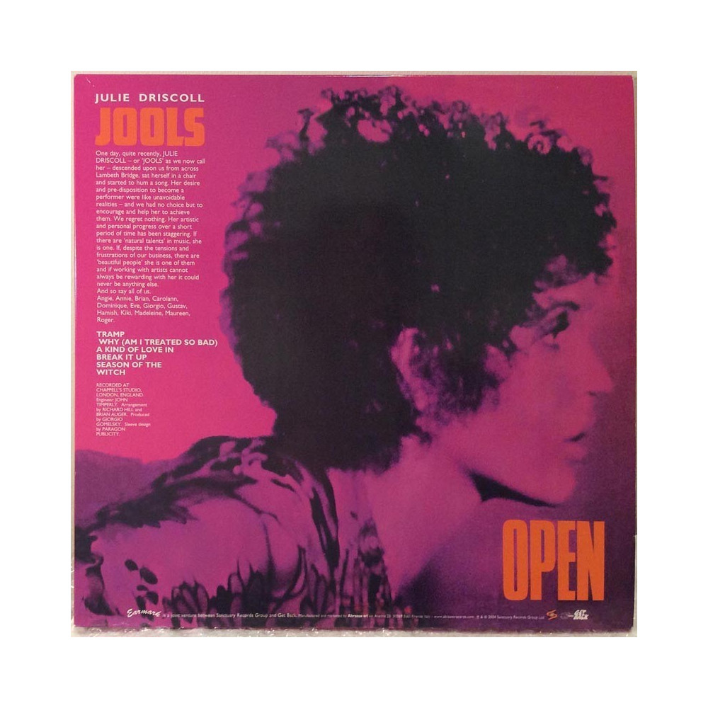Julie Driscoll, Brian Auger & The Trinity : Open 2LP side3 eka biisi naarmu, muut EX - Begagnat LP
