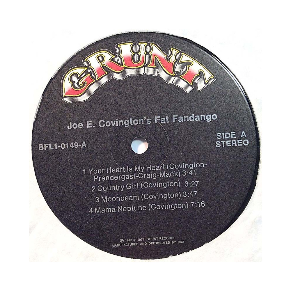 Joe E. Covington's Fat Fandango: Joe E. Covington's Fat Fandango  kansi Ei kuvakantta levy VG+ kanneton LP