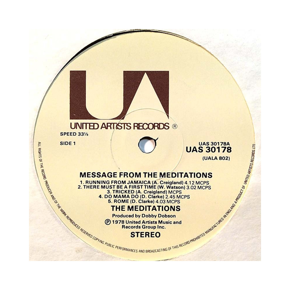 Meditations: Message From The Meditations  kansi Ei kuvakantta levy VG+ kanneton LP