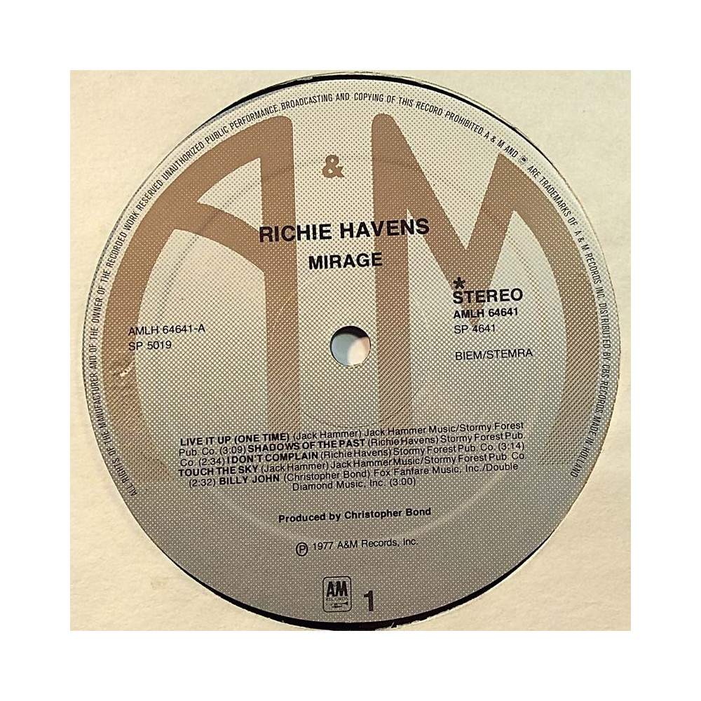 Havens Richie: Mirage  kansi Ei kuvakantta levy EX kanneton LP