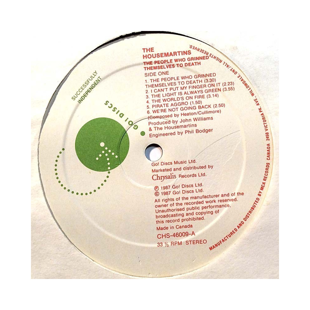 Housemartins 1987 CHS-46009 People Who Grinned Themselves To Death vinyl LP no cover