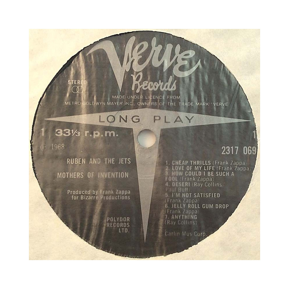 Mothers Of Invention: Cruising With Ruben & The Jets  kansi Ei kuvakantta levy EX kanneton LP