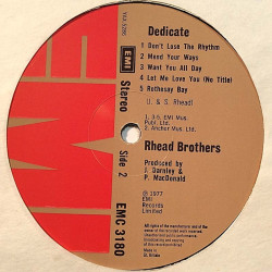 Rhead Brothers 1977 EMC 3180 Dedicate vinyl LP no cover