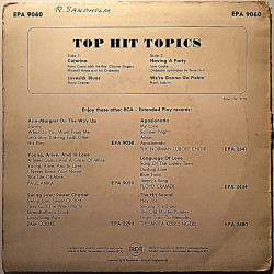 Cooke Sam, Perry Como, Floyd Cramer 1962 EPA 9060 Top Hit Topics EP begagnad singelskiva