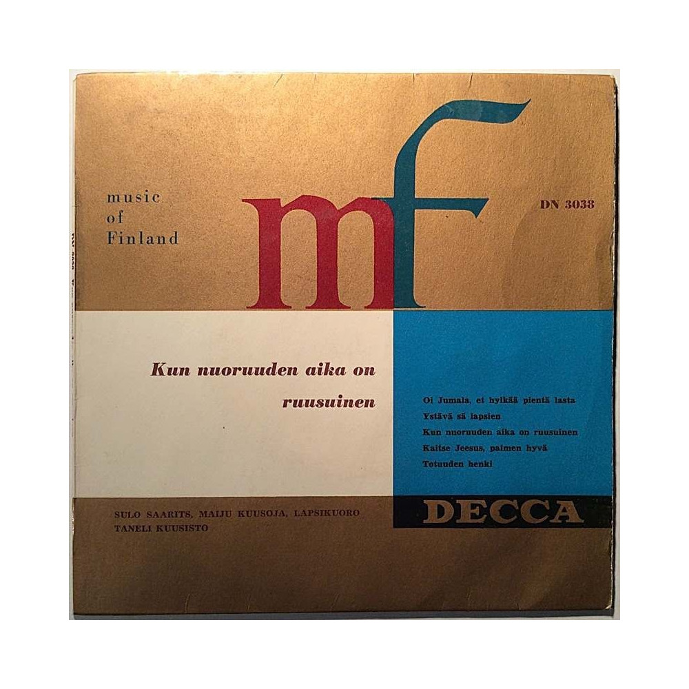 Music of Finland 1955 DN 3038 Kun nuoruuden aika on ruusuinen EP begagnad singelskiva