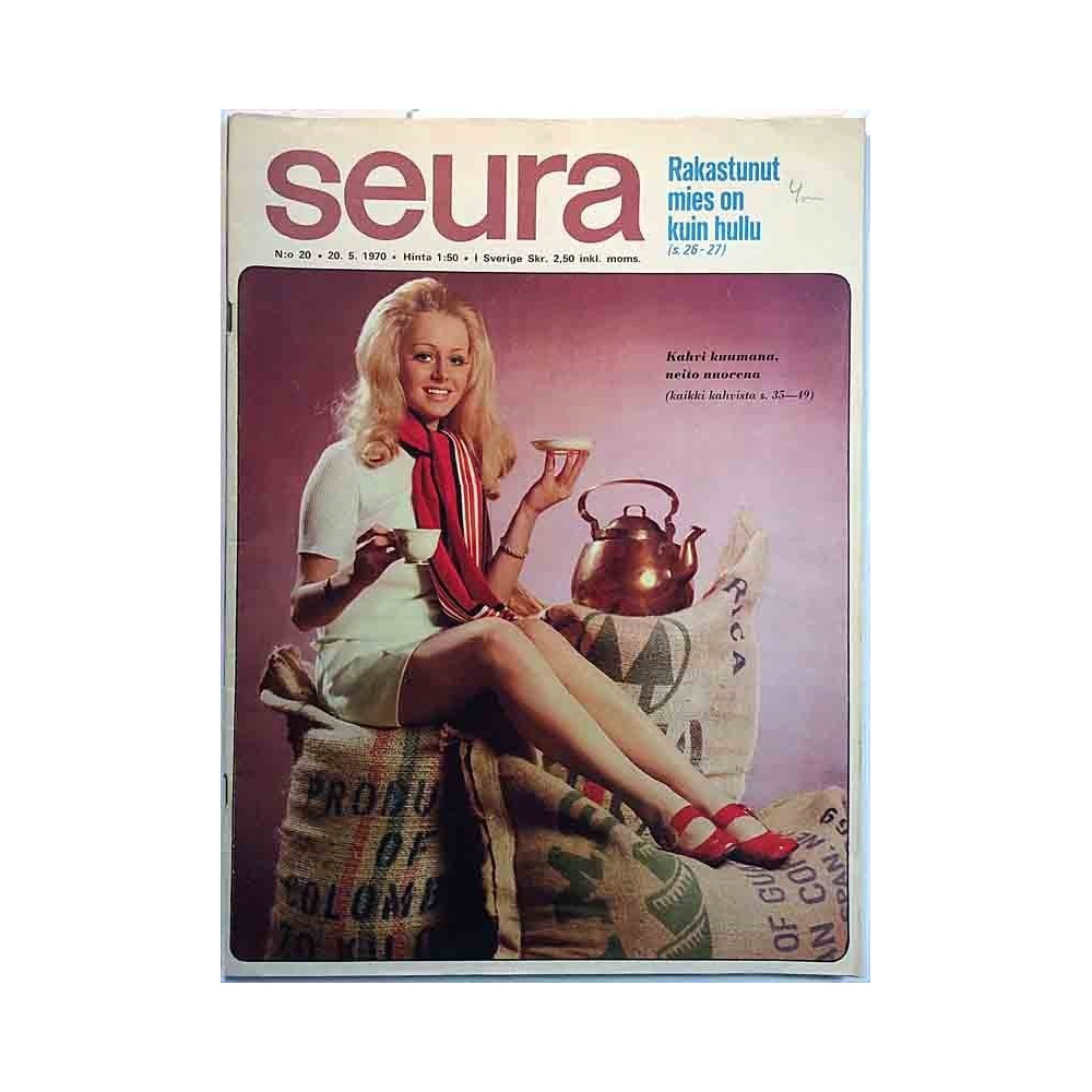 Seura 1970 N:ö 20 20.5.1970 Kahvi kuumana, neito nuorena (kaikki kahvista) begagnade magazine
