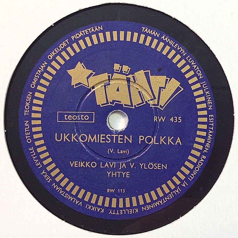 Lavi Veikko ja V.Ylösen yhtye 1951 RW 435 Ukkomiesten polkka / Kymin jenkka stenkaka 78-varvare Lavi Veikko ja V.Ylösen yhtye 1951 RW 435 Ukkomiesten polkka / Kymin jenkka stenkaka 78-varvare