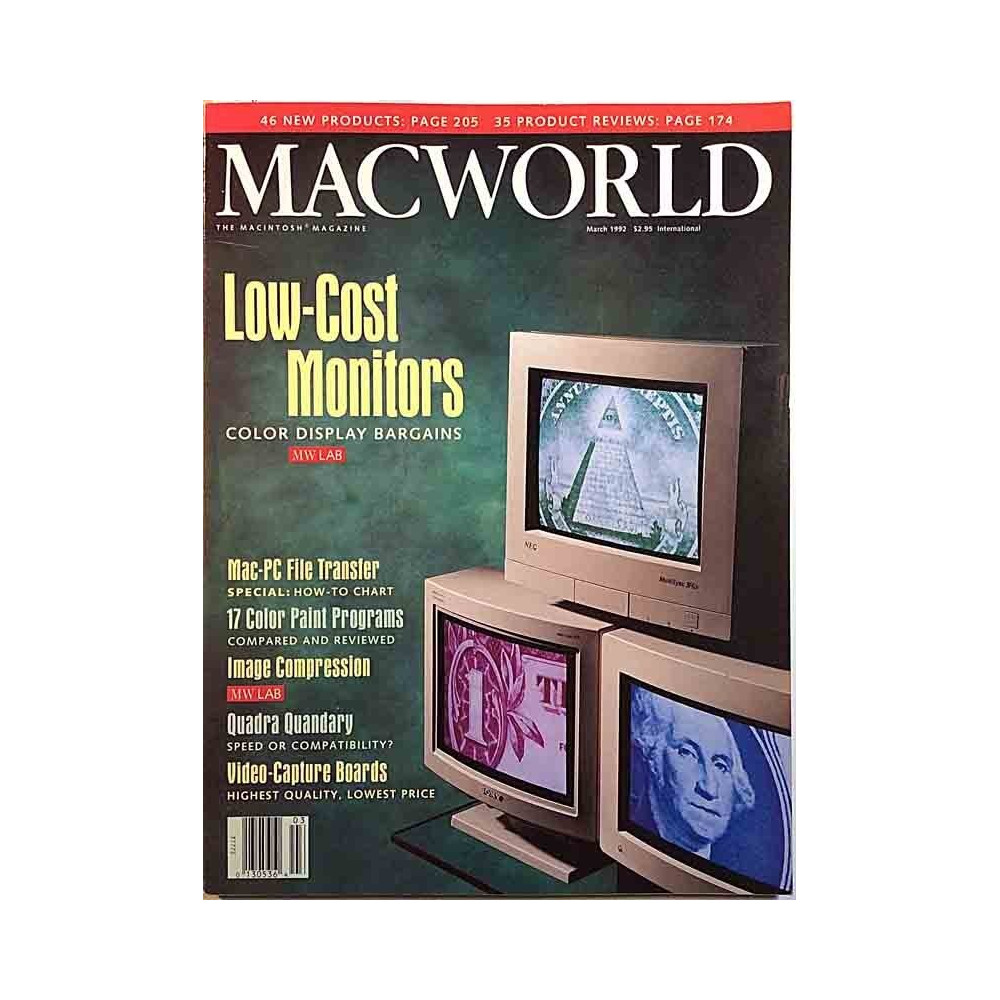 Macworld Macintosh Magazine : Low-Cost Monitors, Mac-PC File Transfer - used magazine