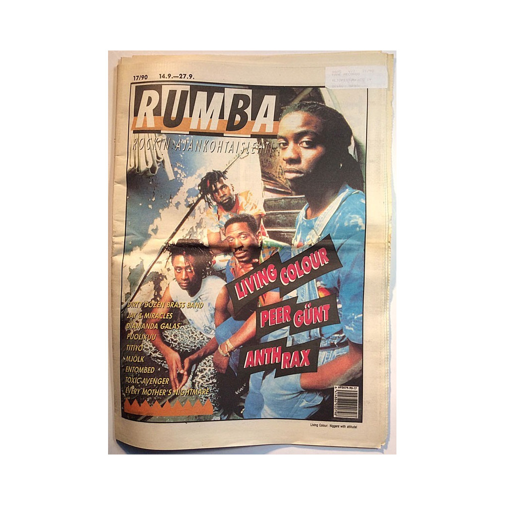 Rumba rockin ajankohtaislehti : Living Colour, Anthrax, Peer Günt - begagnade magazine