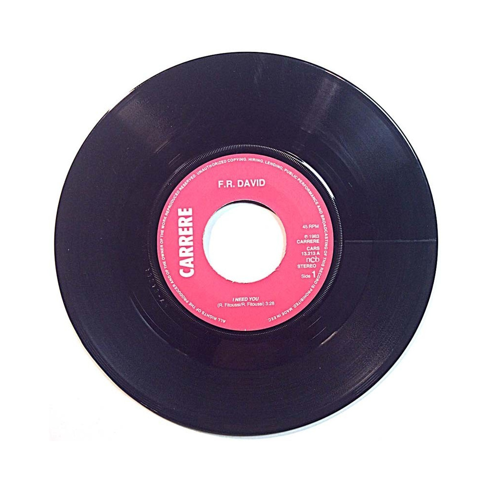 F.R. David 1983 CARS 13.213 I neew you / Porcelain eyes second hand single